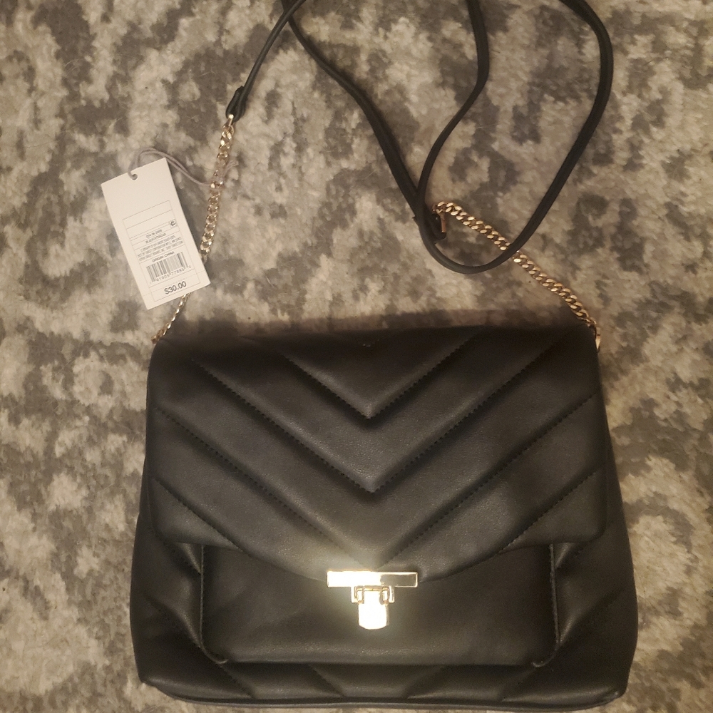 a new day black quilted crossbody bag
